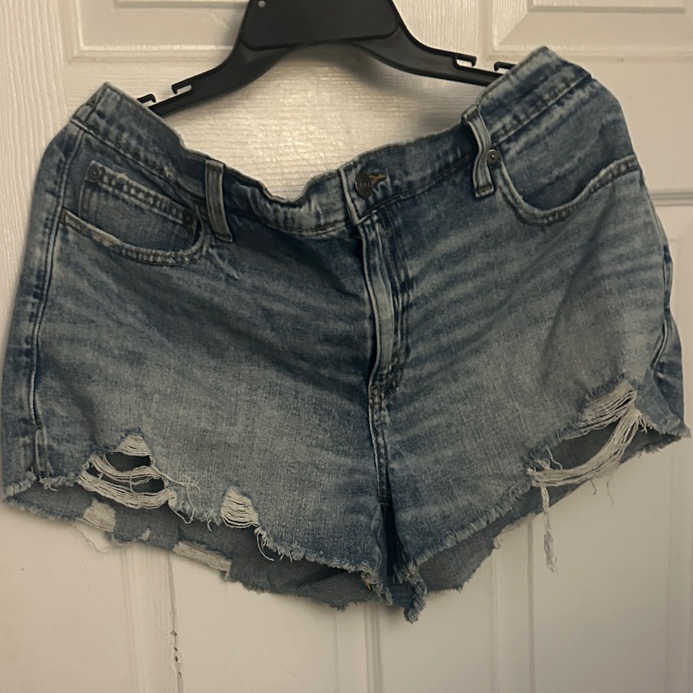 Aerie Blue Distressed Jean Shorts